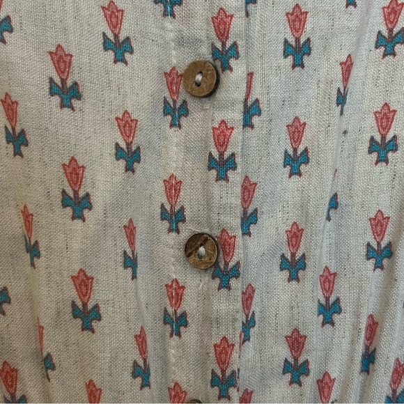 Global Desi Boho Vneck floral print jumpsuit, wide leg, sleeveless, sz XS - Picture 7 of 16